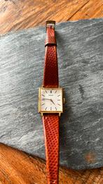 Vintage SEIKO- Dresswatch, jaren'70-rechthoekig-verguld-zgan, Seiko, Leer, Ophalen of Verzenden, Zo goed als nieuw