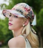 Elegante damespet zonneklep bloemenprint beige pastel nieuw, Kleding | Dames, Hoeden en Petten, Ophalen of Verzenden, Nieuw, One size fits all