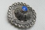 Ronde klassieke broche met Lapis Lazuli, Sieraden, Tassen en Uiterlijk, Broches, Overige materialen, 4 tot 7 cm, Verzenden, Zo goed als nieuw