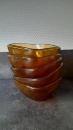 5 amberkleurige schaaltjes Vereco France, Antiek en Kunst, Antiek | Glas en Kristal, Ophalen of Verzenden