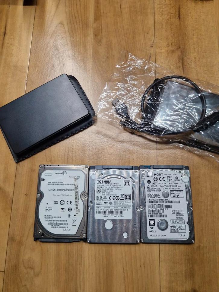 3x 250GB Externe HDD Enclosures - Seagate, Toshiba, HGST, Computers en Software, Harde schijven, Ophalen