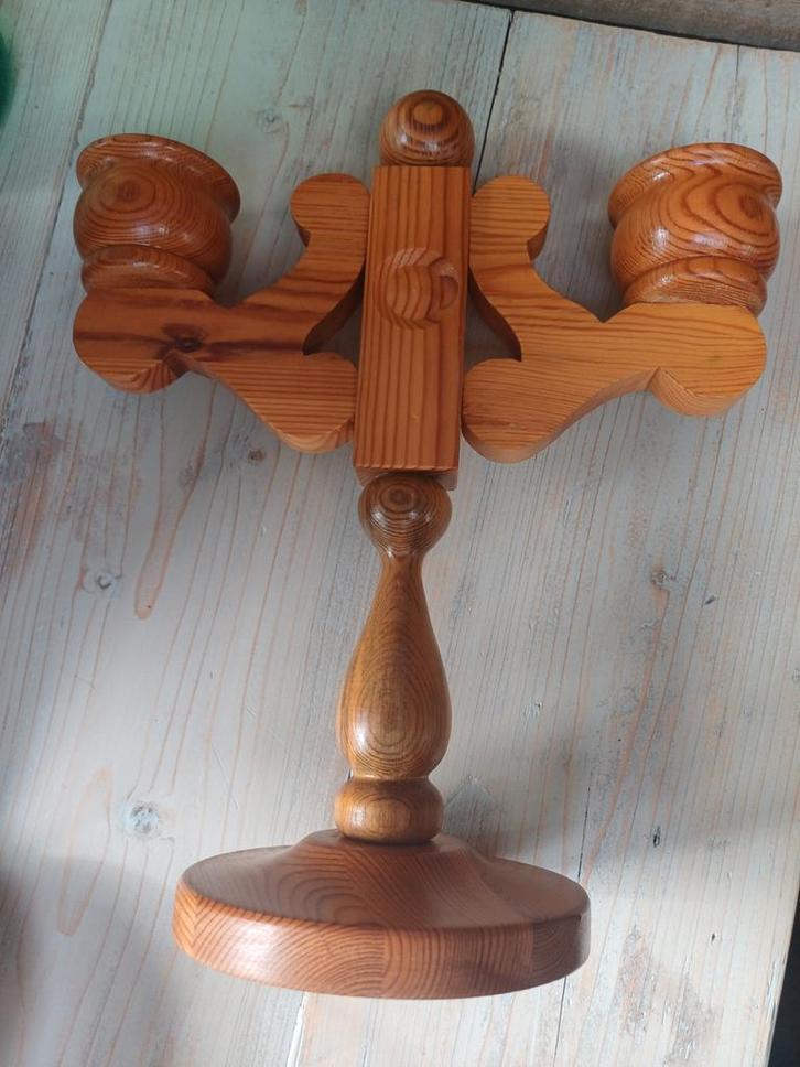 Houten Kandelaar zweeds design voor 2 Kaarsen, Huis en Inrichting, Woonaccessoires | Kandelaars en Kaarsen, Gebruikt, Kandelaar