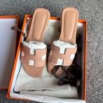Hermes oran slippers maat 37 (Beige Perlino) leer, Slippers, Beige, Ophalen of Verzenden, Zo goed als nieuw