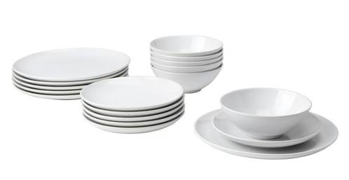 17-delige servies IKEA - Model GODMIDDAG, Huis en Inrichting, Keuken | Servies, Zo goed als nieuw, Bord(en), Effen, Porselein