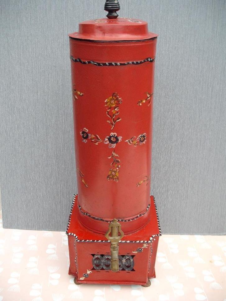 Kraantjeskan Blik -  Cilindrisch - Volkskunst - 19e Eeuw, Antiek en Kunst, Antiek | Tin, Verzenden