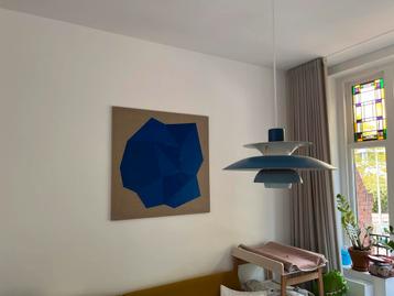 Abstract Schilderij Blauw Geometrisch vorm op Linnen Doek beschikbaar voor biedingen