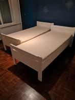 Twee witte houten eenpersoonsbedden elektrisch verstelbare, Ophalen, 90 cm, Eenpersoons, Wit