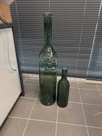 2 decoratieve flessen van glas, groen, Huis en Inrichting, Woonaccessoires | Vazen, Ophalen, Nieuw, Groen, Glas