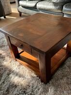 Teakhouten bijzet- of salontafel, Huis en Inrichting, Tafels | Salontafels, Ophalen, 50 tot 100 cm, Vierkant, Zo goed als nieuw
