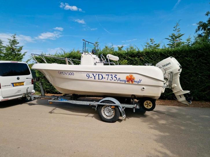 Pacific Craft 500 console boot, 50pk EFI en trailer, Watersport en Boten, Bootonderdelen, Gebruikt, Motor en Techniek, Motorboot
