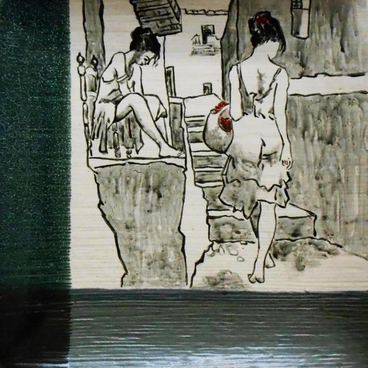 "Italiaanse binnenplaats" Handgemaakt keramiek, Antiek en Kunst, Kunst | Schilderijen | Modern, Verzenden