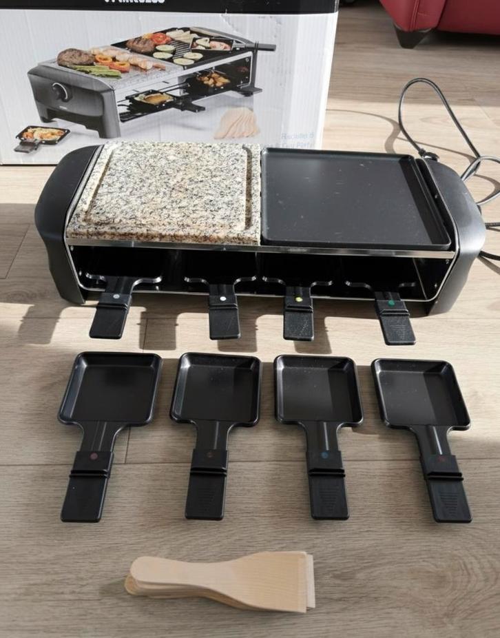 Princess Raclette 8 Stone & Grill Party gourmetstel, Witgoed en Apparatuur, Gourmetstellen, Zo goed als nieuw, 8 personen of meer