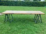 Tv meubel - uniek - 2 schraagjes met massief houten plank, Ophalen, 150 tot 200 cm, Zo goed als nieuw, Minder dan 100 cm