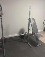 Verstelbaar Squat / Bankdruk Rack + bankje, Sport en Fitness, Ophalen, Zo goed als nieuw, Krachtstation