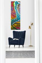 schilderij gegoten uniek pouring art kunst canvas, Ophalen of Verzenden, Zo goed als nieuw, Schilderij, 75 cm of meer