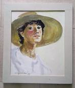 Portret vrouw met hoed '79 - Marja Gerritsen (geb. 1955), Ophalen of Verzenden