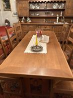 Eetkamertafel met 6 stoelen, Huis en Inrichting, Ophalen, Gebruikt, Eikenhout, 200 cm of meer