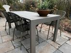 Stenen tuintafel met stalen onderstel - 190x90 cm, Tuin en Terras, Ophalen, Gebruikt, Rechthoekig, Metaal