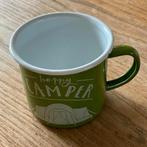 Emaille mok beker groen wit happy camper, Ophalen of Verzenden
