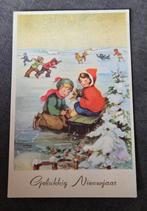 Kinderen gaan schaatsen op het ijs, Verzamelen, Ansichtkaarten | Themakaarten, Verzenden, Gelopen, Feest(dag)