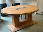 Massief hout - Ovaal Houten Bureau + kabelgoot, Ophalen, Gebruikt, 100 tot 150 cm, Eikenhout