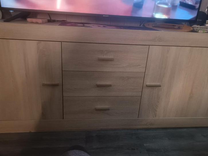 Licht eiken dressoir, Huis en Inrichting, Kasten | Dressoirs, Gebruikt, 200 cm of meer, 25 tot 50 cm, Ophalen