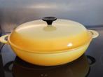 Le Creuset gele gietijzeren Campagnard braadpan 30cm, Gietijzer, Ophalen of Verzenden, Zo goed als nieuw, Keramische plaat