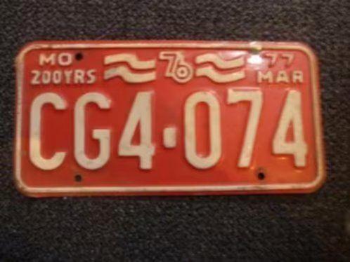 Kentekenplaat licenseplate Missouri Bicentennial 1977 USA, Verzamelen, Automerken, Motoren en Formule 1, Gebruikt, Auto's, Ophalen of Verzenden