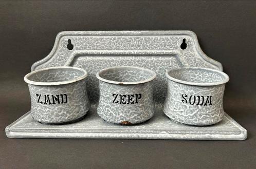 Grijs Gewolkt Emaille Zand, Zeep, Soda Rekje, Antiek en Kunst, Antiek | Emaille, Ophalen of Verzenden