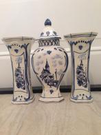 Delfts Blauw Kaststel - 3-delig, Gebruikt, Blauw, Aardewerk of Porselein, Ophalen of Verzenden