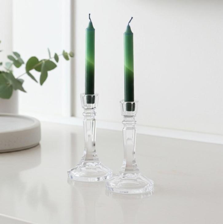 Vintage 2 kristallen kandelaars, uit Italië. 00202, Antiek en Kunst, Antiek | Glas en Kristal, Ophalen of Verzenden