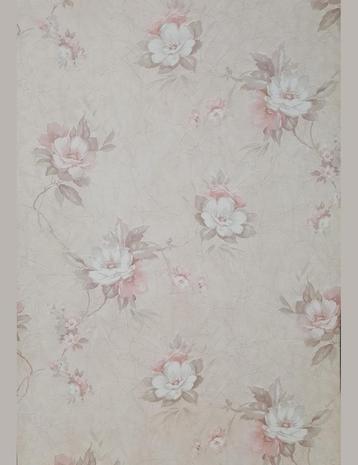 4697 60s bloemenbehang roze crème romantisch vintage swiet beschikbaar voor biedingen