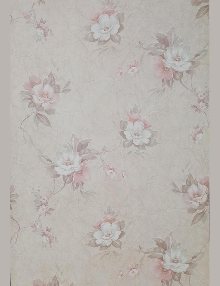 4697 60s bloemenbehang roze crème romantisch vintage swiet, Huis en Inrichting, Stoffering | Behang, Beige, 75 m² of meer, Ophalen of Verzenden