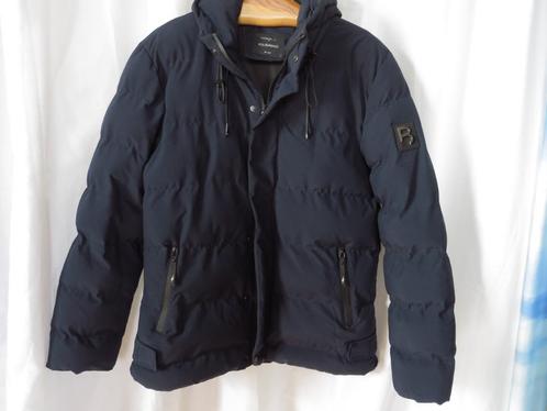 blauwe middeldik gewatteerde jas t mt L  van Polo Garage, Kleding | Heren, Jassen | Winter, Gedragen, Maat 48/50 (M), Blauw, Ophalen of Verzenden