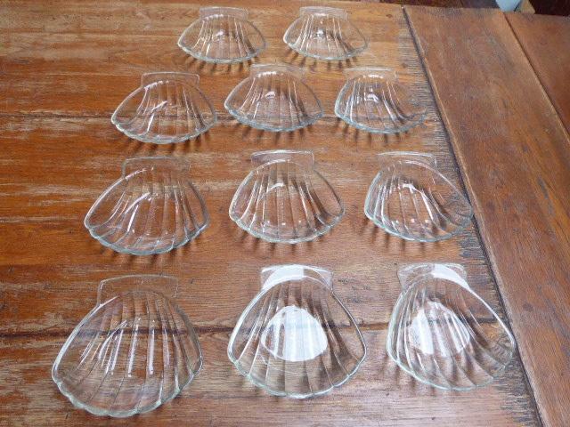 11 vintage glazen schelpen, Pyrex, Antiek en Kunst, Antiek | Glas en Kristal, Ophalen of Verzenden
