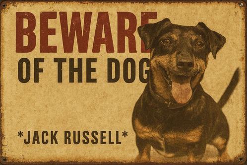 Wandbord Beware Of The Dog “Jack Russell”, Huis en Inrichting, Woonaccessoires | Wanddecoraties, Nieuw, Ophalen of Verzenden