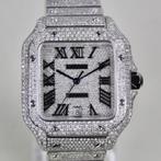 Cartier Santos Large - Iced Out - WSSA0009, Sieraden, Tassen en Uiterlijk, Horloges | Heren, Overige merken, Staal, Cartier, Staal