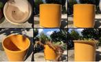 Vintage jaren’60 bloempotten geel bio planten, Rond, Binnen, Ophalen of Verzenden, Zo goed als nieuw