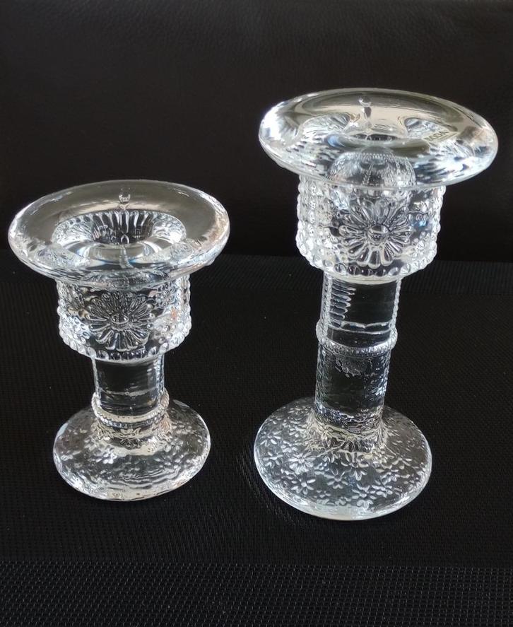 Kosta Boda set vintage kandelaars Daisy, jaren '70, Zweden, Huis en Inrichting, Woonaccessoires | Kandelaars en Kaarsen, Zo goed als nieuw