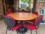 Ronde tafel met 5 rode stoelen, Ophalen, Gebruikt, Metaal, Modern