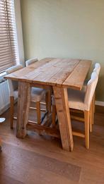 Steigerhouten eettafel inclusief barstoelen, Ophalen, Stoer, 100 tot 150 cm, Nieuw
