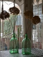 Decoratieve grote groene flessen - hoogte 40cm, Ophalen of Verzenden, Minder dan 50 cm, Groen, Glas