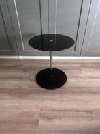 Design Bijzettafel   Zwart glas met Chroom Bijzet tafel !!, Glas, Modern, Rond, Ophalen of Verzenden