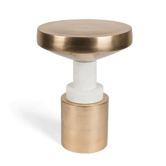 Bijzettafel Chunky Footed side table gold, Ophalen, 50 tot 100 cm, Rond, Nieuw