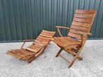 2 Triconfort teakhouten unieke standenstoelen/ligstoelen, Ophalen, Gebruikt, Campingstoel
