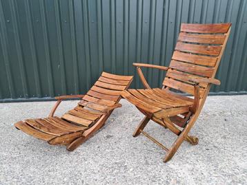 2 Triconfort teakhouten unieke standenstoelen/ligstoelen  beschikbaar voor biedingen