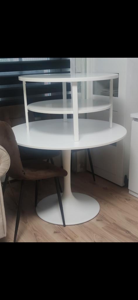 Witte Ronde Tafel - Modern Scandinavisch Design, Huis en Inrichting, Tafels | Eettafels, Gebruikt, 50 tot 100 cm, 100 tot 150 cm