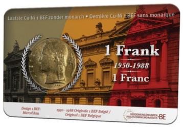 Coincard Belgie 2023 - 1 Frank 1950 tot 1988 - NL of FR  beschikbaar voor biedingen