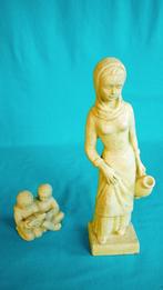 Vintage Hand Cast Figurines | Woman with Jug & Children, Verzenden