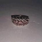 Sterling Zilveren Ring met Roze Toermalijn & Zirkonia, Met edelsteen, Ophalen of Verzenden, Zo goed als nieuw, 17 tot 18